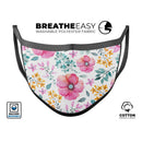 Subtle Watercolor Pink Floral - Made in USA Mouth Cover Unisex Anti-Dust Cotton Blend Reusable & Washable Face Mask with Adjustable Sizing for Adult or Child
