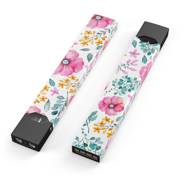 Subtle Watercolor Pink Floral - Premium Decal Protective Skin-Wrap Sticker compatible with the Juul Labs vaping device