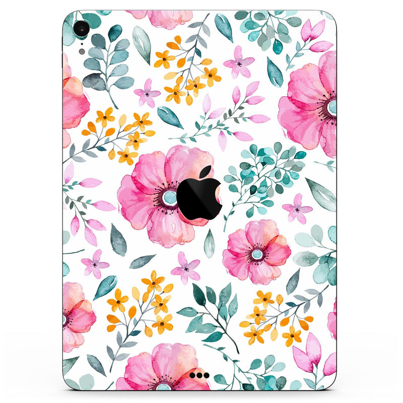 Subtle Watercolor Pink Floral - Full Body Skin Decal for the Apple iPad Pro 12.9", 11", 10.5", 9.7", Air or Mini (All Models Available)