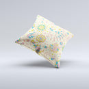 Subtle Yellow & Pink Sketched Lace Patterns v21 Ink-Fuzed Decorative Throw Pillow