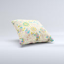 Subtle Yellow & Pink Sketched Lace Patterns v21 Ink-Fuzed Decorative Throw Pillow