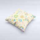 Subtle Yellow & Pink Sketched Lace Patterns v21 Ink-Fuzed Decorative Throw Pillow