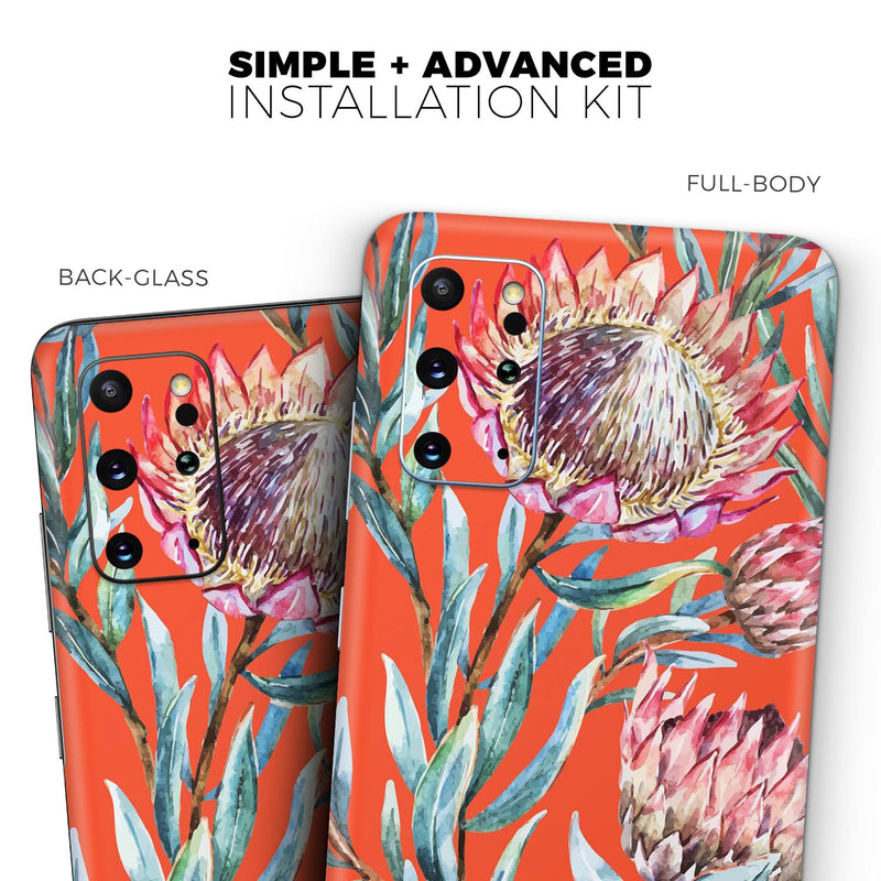 Summer Floral Coral v2 - Skin-Kit for the Samsung Galaxy S-Series S20, S20 Plus, S20 Ultra , S10 & others (All Galaxy Devices Available)