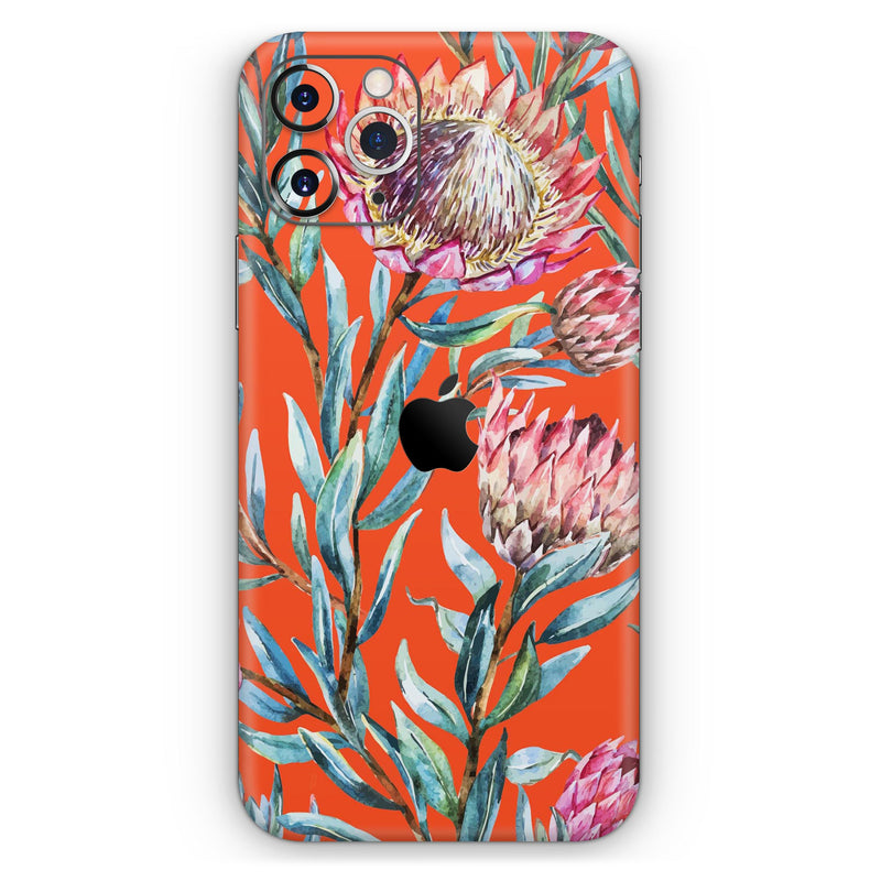 Summer Floral Coral v2 // Skin-Kit compatible with the Apple iPhone 14, 13, 12, 12 Pro Max, 12 Mini, 11 Pro, SE, X/XS + (All iPhones Available)
