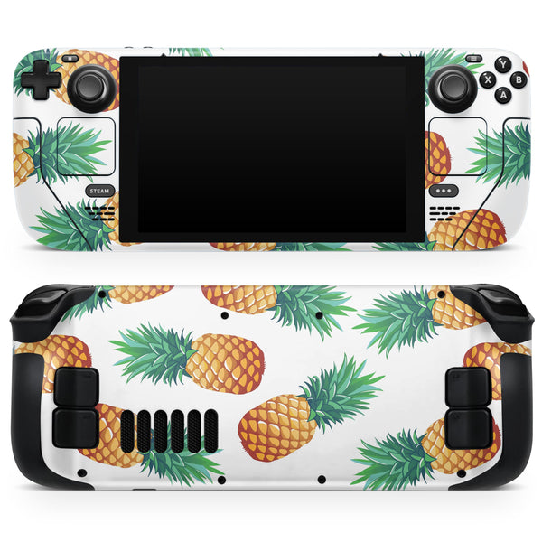 Summer Pineapple Seamless v1 // Full Body Skin Decal Wrap Kit for the Steam Deck handheld gaming computer