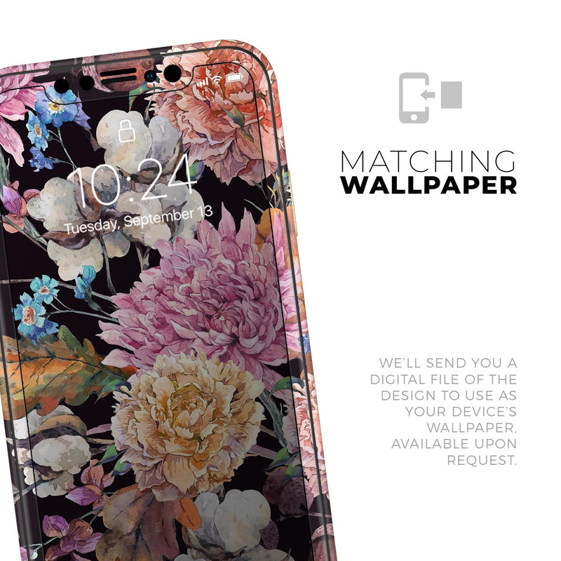 Summer Watercolor Floral v1 // Skin-Kit compatible with the Apple iPhone 14, 13, 12, 12 Pro Max, 12 Mini, 11 Pro, SE, X/XS + (All iPhones Available)