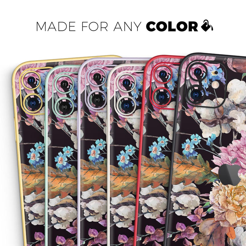 Summer Watercolor Floral v1 // Skin-Kit compatible with the Apple iPhone 14, 13, 12, 12 Pro Max, 12 Mini, 11 Pro, SE, X/XS + (All iPhones Available)