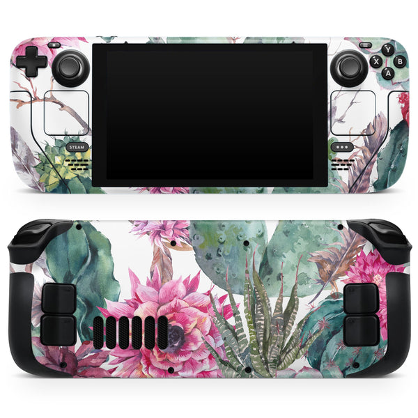 Summer Watercolor Floral v2 // Full Body Skin Decal Wrap Kit for the Steam Deck handheld gaming computer