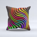 Swirled Neon Abstract Lines Ink-Fuzed Decorative Throw Pillow