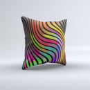 Swirled Neon Abstract Lines Ink-Fuzed Decorative Throw Pillow