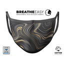 Swirling Black and Gold Vector - Made in USA Mouth Cover Unisex Anti-Dust Cotton Blend Reusable & Washable Face Mask with Adjustable Sizing for Adult or Child