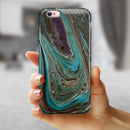 Swirling Dark Acrylic Marble iPhone 6/6s or 6/6s Plus 2-Piece Hybrid INK-Fuzed Case