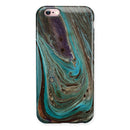Swirling Dark Acrylic Marble iPhone 6/6s or 6/6s Plus 2-Piece Hybrid INK-Fuzed Case