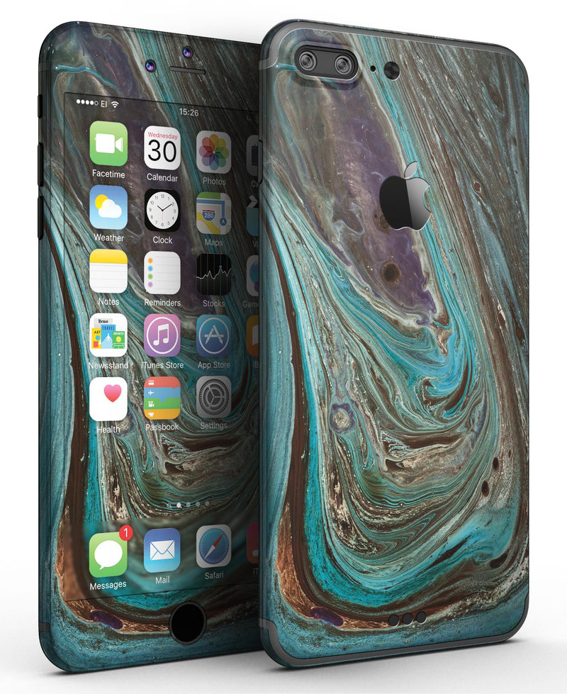 Swirling Dark Acrylic Marble - Sectioned Skin-Kit for the iPhone 7 or 7 Plus