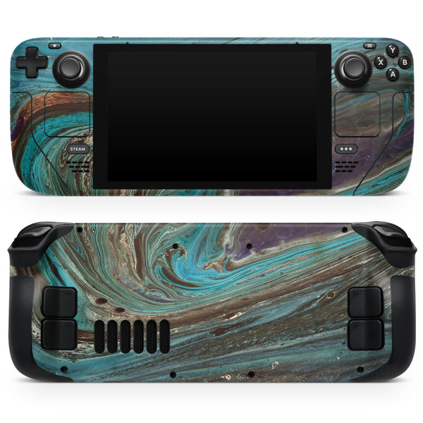 Swirling Dark Acrylic Marble // Full Body Skin Decal Wrap Kit for the Steam Deck handheld gaming computer