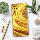 Swirling Liquid Gold - Premium Vinyl Skin Decal for Samsung Galaxy S25 Ultra, S24, S23, S22 & All Galaxy S Models