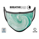 Swirling Mint Acrylic Marble - Made in USA Mouth Cover Unisex Anti-Dust Cotton Blend Reusable & Washable Face Mask with Adjustable Sizing for Adult or Child