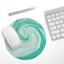 Swirling Mint Acrylic Marble// WaterProof Rubber Foam Backed Anti-Slip Mouse Pad for Home Work Office or Gaming Computer Desk