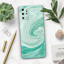 Swirling Mint Acrylic Marble - Premium Vinyl Skin Decal for Samsung Galaxy S25 Ultra, S24, S23, S22 & All Galaxy S Models
