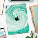 Swirling Mint Acrylic Marble - Full Body Skin Decal for the Apple iPad Pro 12.9", 11", 10.5", 9.7", Air or Mini (All Models Available)