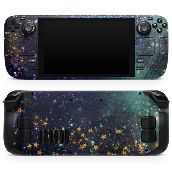 Swirling Multicolor Star Explosion // Full Body Skin Decal Wrap Kit for the Steam Deck handheld gaming computer