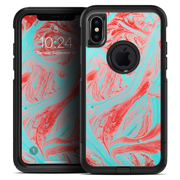 Swirling Pink and Mint Acrylic Marble - Skin Kit for the iPhone OtterBox Cases