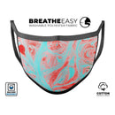 Swirling Pink and Mint Acrylic Marble - Made in USA Mouth Cover Unisex Anti-Dust Cotton Blend Reusable & Washable Face Mask with Adjustable Sizing for Adult or Child