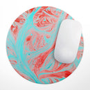 Swirling Pink and Mint Acrylic Marble// WaterProof Rubber Foam Backed Anti-Slip Mouse Pad for Home Work Office or Gaming Computer Desk