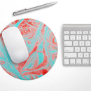 Swirling Pink and Mint Acrylic Marble// WaterProof Rubber Foam Backed Anti-Slip Mouse Pad for Home Work Office or Gaming Computer Desk