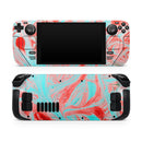 Swirling Pink and Mint Acrylic Marble // Full Body Skin Decal Wrap Kit for the Steam Deck handheld gaming computer