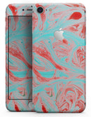 Swirling Pink and Mint Acrylic Marble - Skin-kit for the iPhone 8 or 8 Plus
