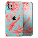 Swirling Pink and Mint Acrylic Marble - Protective Skin Wrap & Decal – Compatible with iPhone SE to iPhone 17 Pro Max (All Models)