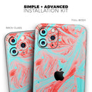 Swirling Pink and Mint Acrylic Marble - Protective Skin Wrap & Decal – Compatible with iPhone SE to iPhone 17 Pro Max (All Models)