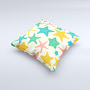 Tan And Colorful Vector StarFish ink-Fuzed Decorative Throw Pillow