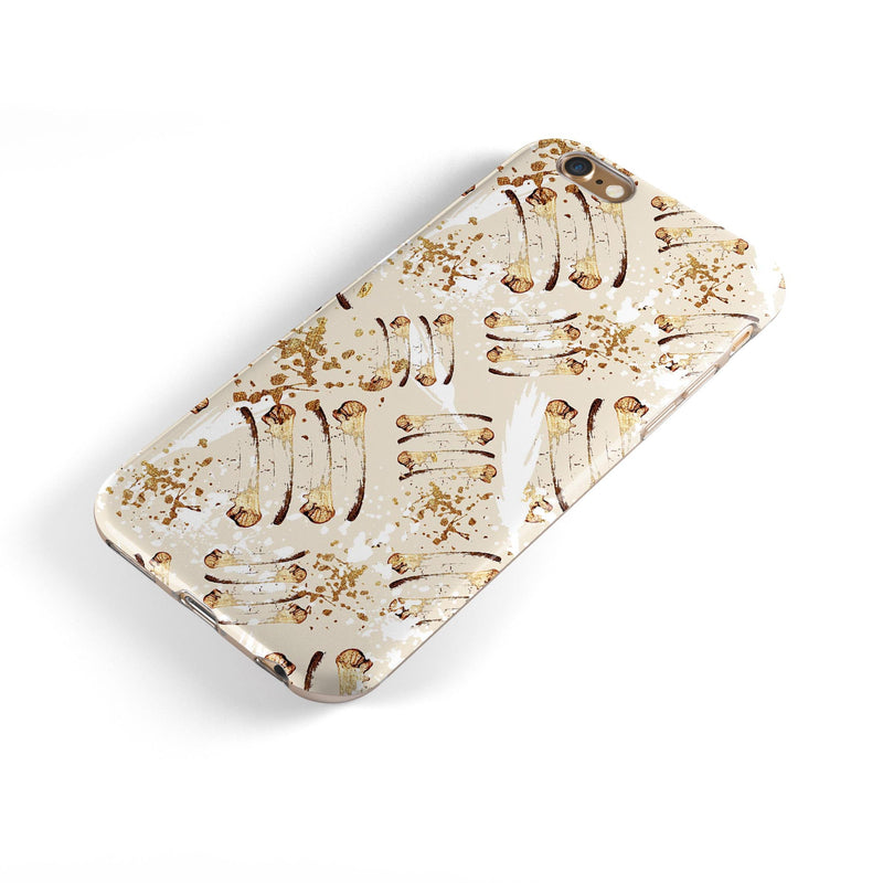 Tan Brush Strokes of Gold iPhone 6/6s or 6/6s Plus 2-Piece Hybrid INK-Fuzed Case