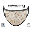 Tan Brush Strokes of Gold - Made in USA Mouth Cover Unisex Anti-Dust Cotton Blend Reusable & Washable Face Mask with Adjustable Sizing for Adult or Child