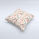 Tan Colorful Hipster Icons ink-Fuzed Decorative Throw Pillow