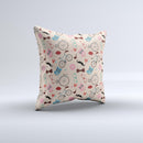 Tan Colorful Hipster Icons ink-Fuzed Decorative Throw Pillow