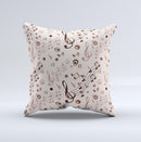 Tan Music Note Pattern ink-Fuzed Decorative Throw Pillow