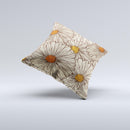Tan & Orange Tipped Flowers Pattern ink-Fuzed Decorative Throw Pillow