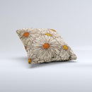 Tan & Orange Tipped Flowers Pattern ink-Fuzed Decorative Throw Pillow