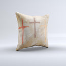 Tan Splattered Color-Crosses ink-Fuzed Decorative Throw Pillow