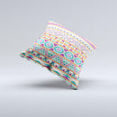 Tan Teal Aztec Pattern V4 ink-Fuzed Decorative Throw Pillow