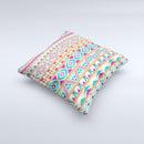 Tan Teal Aztec Pattern V4 ink-Fuzed Decorative Throw Pillow