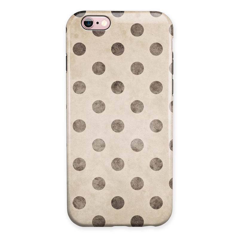 Tan and Black Grunge Polka Dots iPhone 6/6s or 6/6s Plus 2-Piece Hybrid INK-Fuzed Case