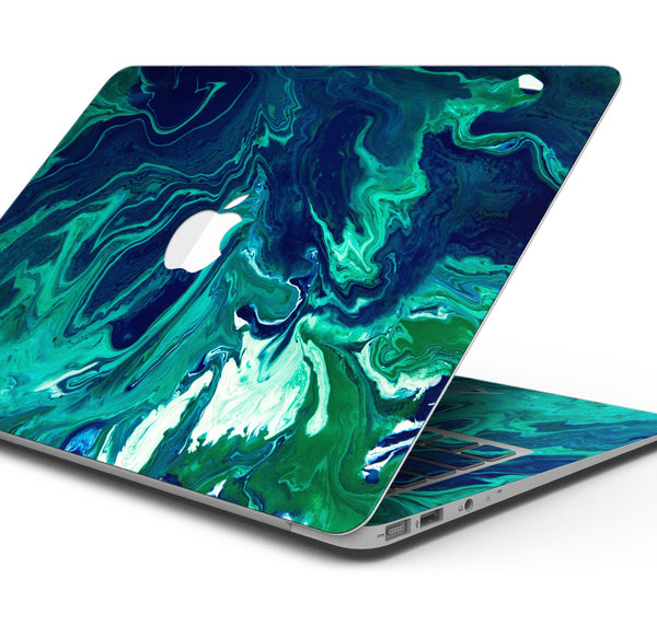 Teal Oil Mixture - Skin Decal Wrap Kit Compatible with the Apple MacBook Pro, Pro with Touch Bar or Air (11", 12", 13", 15" & 16" - All Versions Available)