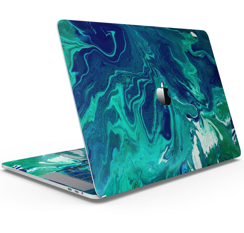Teal Oil Mixture - Skin Decal Wrap Kit Compatible with the Apple MacBook Pro, Pro with Touch Bar or Air (11", 12", 13", 15" & 16" - All Versions Available)