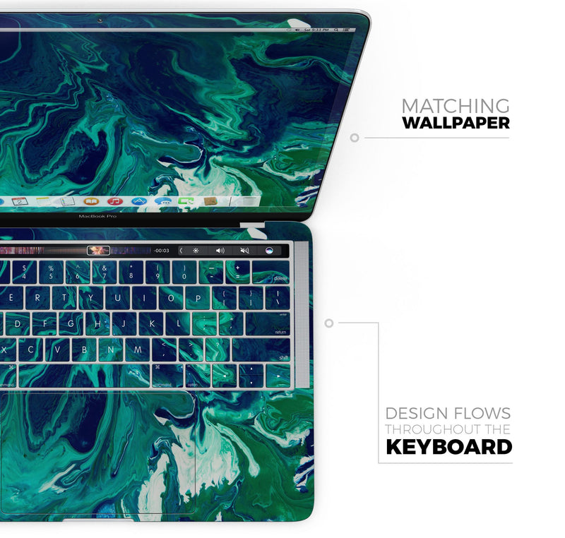 Teal Oil Mixture - Skin Decal Wrap Kit Compatible with the Apple MacBook Pro, Pro with Touch Bar or Air (11", 12", 13", 15" & 16" - All Versions Available)