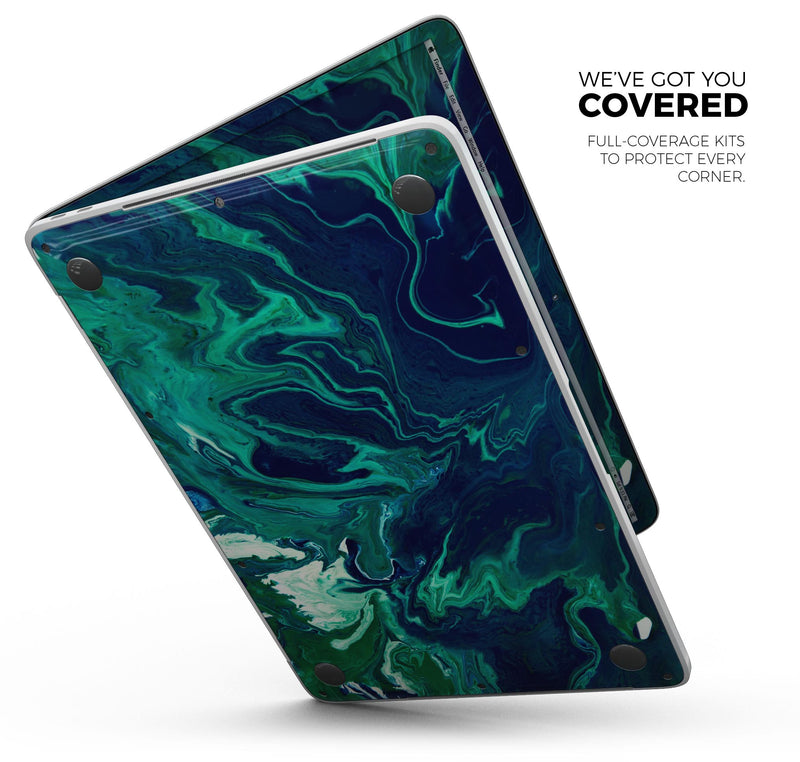 Teal Oil Mixture - Skin Decal Wrap Kit Compatible with the Apple MacBook Pro, Pro with Touch Bar or Air (11", 12", 13", 15" & 16" - All Versions Available)