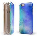 Teal 424 Absorbed Watercolor Texture iPhone 6/6s or 6/6s Plus 2-Piece Hybrid INK-Fuzed Case